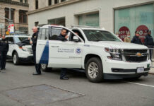 US Customs Border Protection vehicle on city street