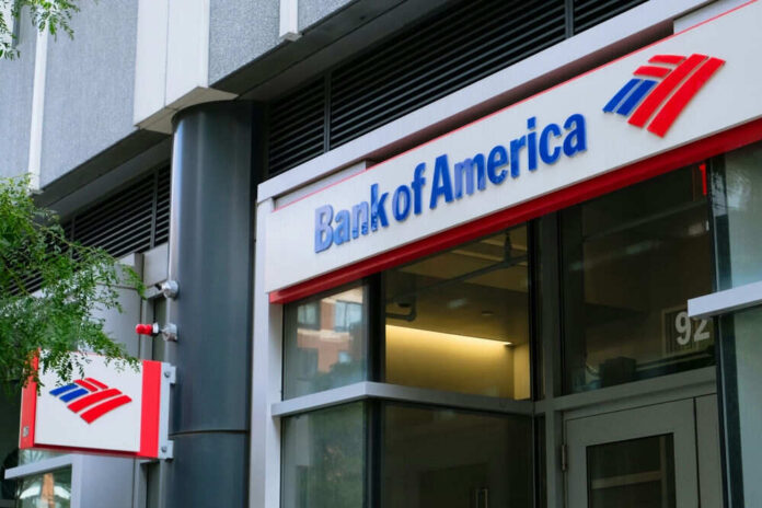 Bank of America branch exterior with signage visible