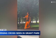 Burning cross spotted in Grant Park; CPD investigating Burning cross spotted in Grant Park; CPD investigating: VIDEO